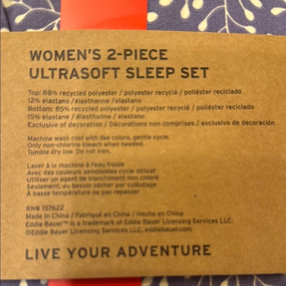 NWT Eddie Bauer Purple and Cream Pajama Set size medium - Picture 6 of 7